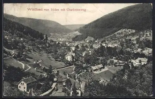 AK Wildbad / Schwarzwald, Ortsansicht von Süden mit Charlottenweg