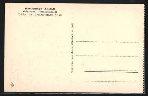 AK Geisingen, Kreispflege-Anstalt, Zimmer im Frauenhaus, Tuttlingerstrasse 11