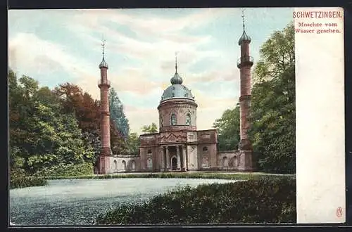 AK Schwetzingen, Moschee vom Wasser gesehen