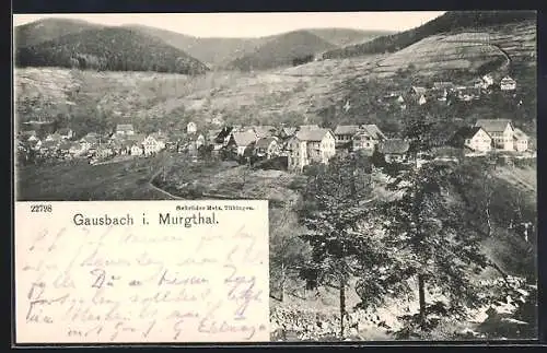 AK Gausbach i. Murgtal, Ortsansicht aus der Vogelschau