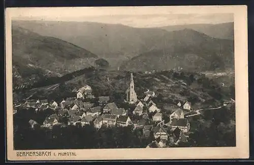 AK Bermersbach i. Murgtal, Teilansicht mit Kirche, Fliegeraufnahme