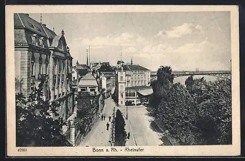 AK Bonn a. Rh., Rheinufer und Hotel Rheineck