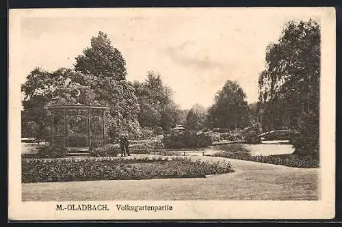 AK M.-Gladbach, Volksgartenpartie mit Pavillon