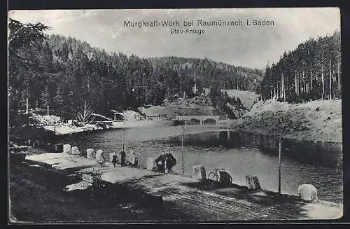 AK Raumünzach i. Baden, Murgkraftwerk mit Passanten