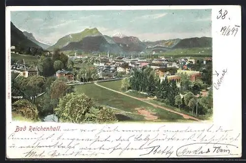 AK Bad Reichenhall, Gesamtansicht mit Bergblick