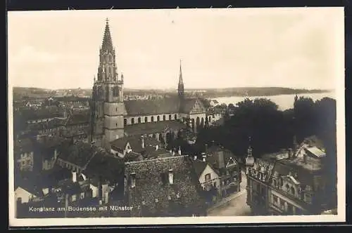 AK Konstanz am Bodensee, Teilansicht mit Münster