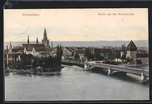 AK Konstanz, Partie mit der Rheinbrücke