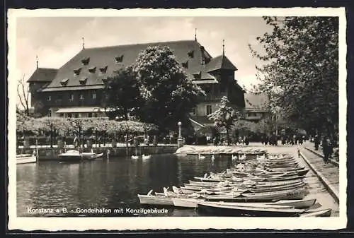 AK Konstanz a. B., Gondelhafen mit Konzilgebäude