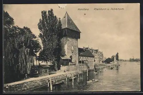 AK Konstanz, Rheinturm u. Pulverturm