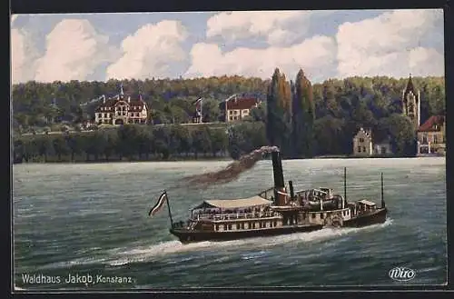 AK Konstanz, Waldhaus Jakob, Ausflugsdampfer