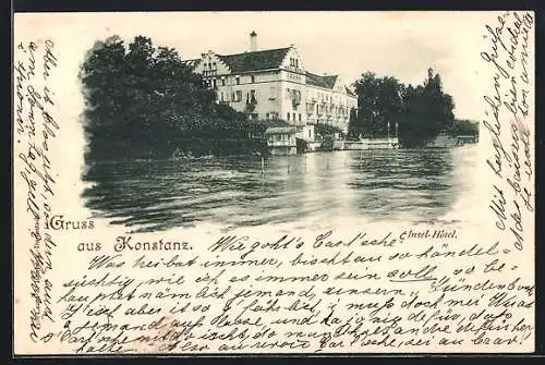 AK Konstanz, Blick auf Insel-Hotel