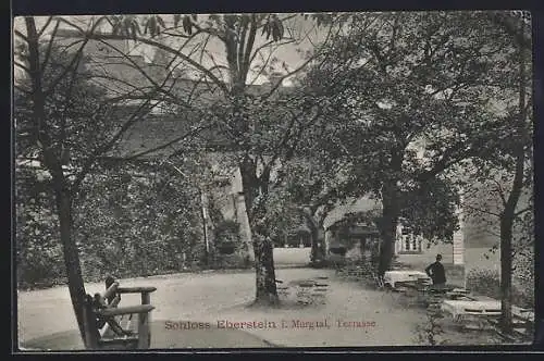 AK Gernsbach, Schloss Eberstein, Blick über die Terrasse