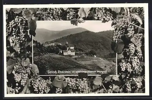 AK Eberstein /Murgtal, Schloss, gerahmt von weissem Wein