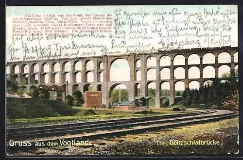 AK Netzschkau /Vogtland, Blick auf die Göltzschtalbrücke