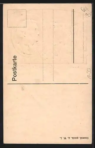 Präge-AK Konterfei von Richard Wagner, Szene aus Lohengrin