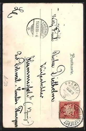 Lithographie Büste von Turnvater Jahn und zwei Sportler