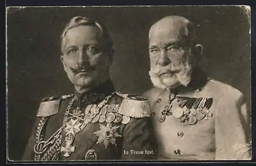 AK In Treue fest!, Kaiser Wilhelm II. & Kaiser Franz Josef I., Zweibund