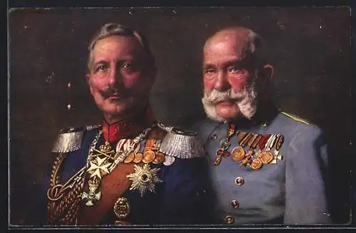 Künstler-AK Kaiser Franz Josef I. von Österreich und Kaiser Wilhelm II.