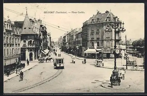 AK Belfort, Place Corbis, Strassenbahn