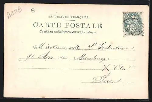 AK Versailles, Rue royale, Strassenbahn