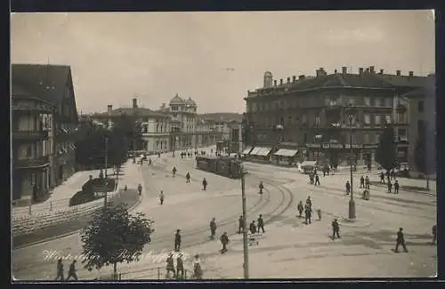 AK Winterthur, Bahnhofplatz mit Strassenbahn