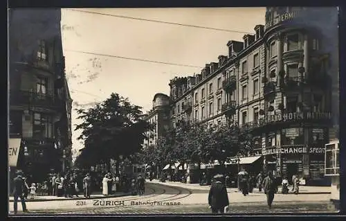 AK Zürich, Bahnhofstrasse und Strassenbahn