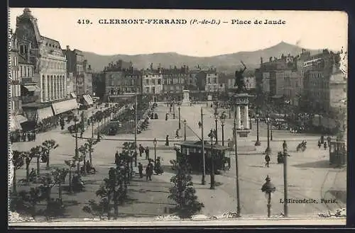 AK Clermont-Ferrand, Place de Jaude, Strassenbahn