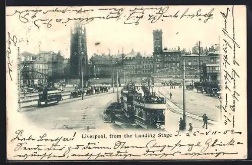 AK Liverpool, View from the landing stage, Strassenbahn