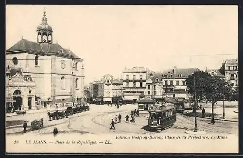 AK Le Mans, Place de la République, Strassenbahn