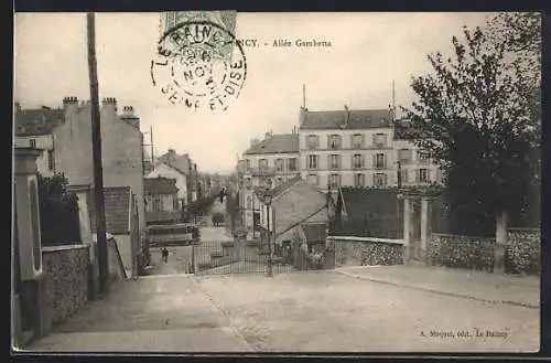 AK Le Raincy, Allée Gambetta, Strassenbahn