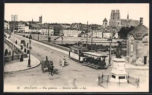 AK Orleans, Vue générale, Strassenbahn