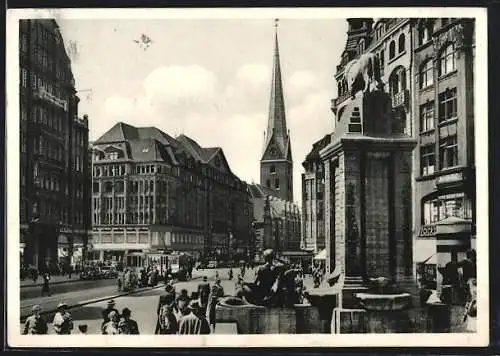 AK Hamburg, Mönkebergstrasse mit Strassenbahn