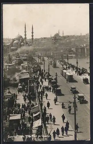 AK Constantinople, Le Pont de Galata, Strassenbahn