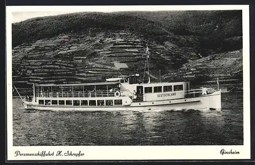 AK Ginsheim, Dampfer M. S. Deutschland d. Personenschiffahrt H. Schrepfer