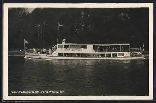 AK Salon-Passagierschiff Porta Westfalica auf Backbord