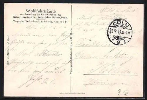 Künstler-AK Kriegsschiff Matrosen am Kanonenrohr im Gefecht