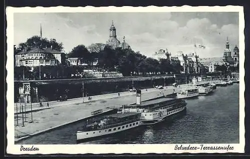 AK Dresden, Belvedere-Terrassenufer mit Dampfer MS Leipzig