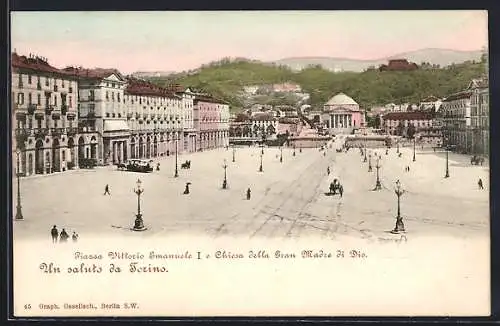 AK Torino, Piazza Vittorio Emanuele I e Chiesa della Gran Madre di Dio