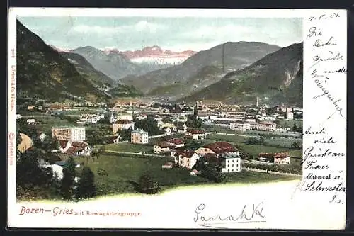 AK Bozen-Gries, Gesamtansicht mit Rosengartengruppe