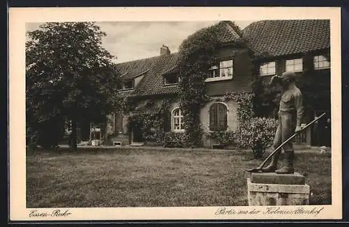 AK Essen /Ruhr, Statue in der Kolonie Altenhof