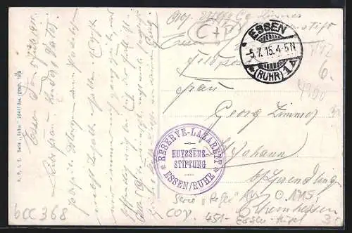 AK Hügel, Ortsansicht an der Ruhr