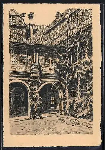 Künstler-AK Weilburg a. L., Motiv vom Schlosshof