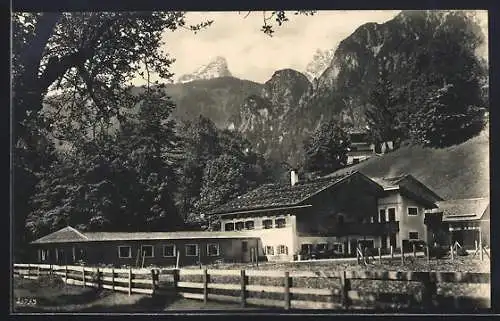 AK Unterstein, Das Gasthaus v. Franz Weindl gegen den Watzmann