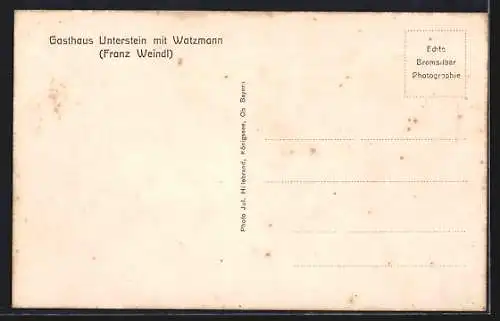 AK Unterstein, Das Gasthaus v. Franz Weindl gegen den Watzmann