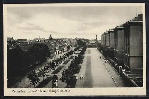 AK Rendsburg, Baronstrasse mit Wrangel-Kaserne