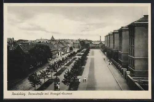 AK Rendsburg, Baronstrasse mit Wrangel-Kaserne