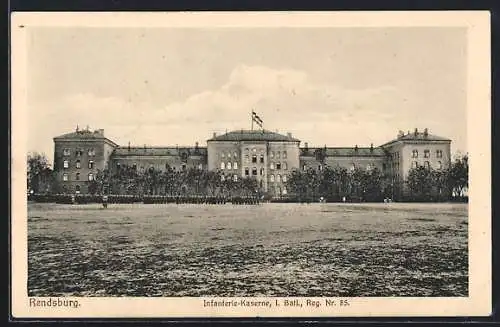 AK Rendsburg, Infanterie-Kaserne, I. Batl. Reg. Nr. 85