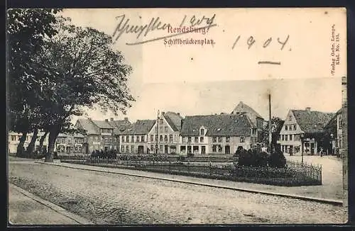 AK Rendsburg, Strassenpartie am Schiffbrückenplatz