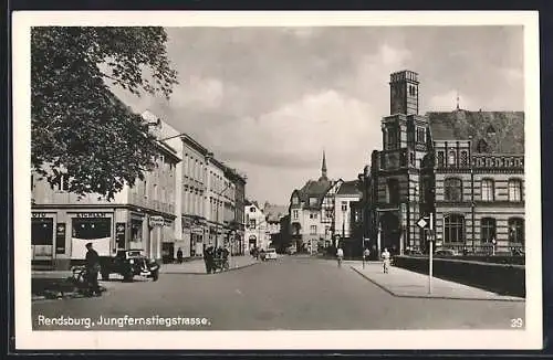 AK Rendsburg, Blick in die Jungfernstiegstrasse