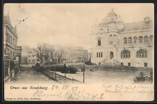 AK Rendsburg, Strasse an der Stadthalle